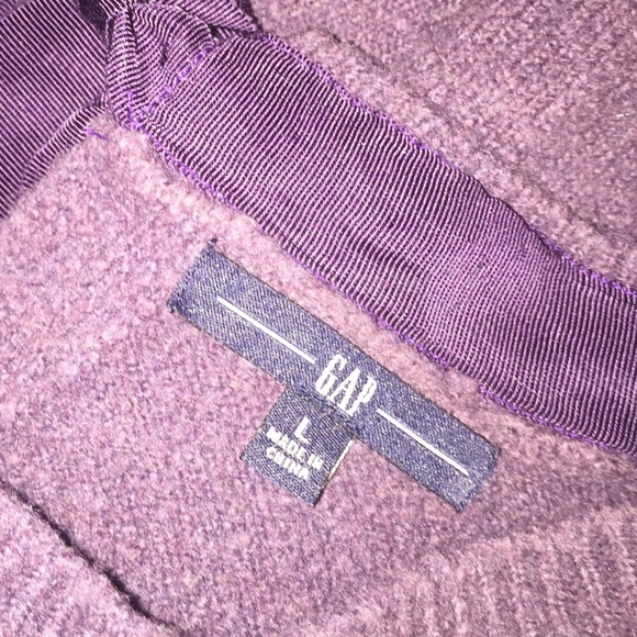 3/25 Gap Sweater L Purple Ribbon Tie Keyhole Wool - Picture 4 of 5